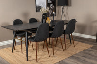 Spisebord Gold & Polar rektangulært 180 x 85 + spisestol 2-pakk – svart