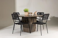 Spisestol Lindos & Santa Fe 2-pakk – svart + Spisebord rundt ⌀120 – brun