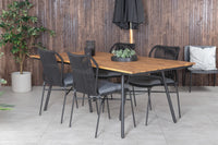 Spisestol 4-pakk – svart + rektangulært spisebord 200 × 100 – natur