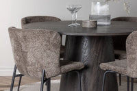 Spisestol Modesto & Lanzo 2-pakk + Runde spisebord ⌀120 – brun og mokka