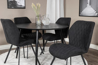 Spisestol 2-pakk + Rundt spisebord ⌀115 – svart