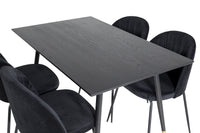 Spisestol 2-pakk + Rektangulært spisebord 120 x 85 – svart