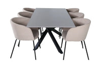 Spisegruppe Berit & Piazza 180 x 90 – beige og svart
