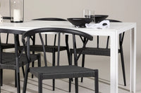 Spisegruppe Stina & Break 6-pakk 205 x 90 – svart og hvit