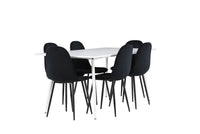 Spisestol Polar & Silar 2-pakk + Rektangulært spisebord 180 x 90 – svart og hvit