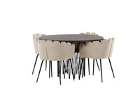 Spisegruppe Limhamn & Stone + Rundt ⌀120 – beige og mokka