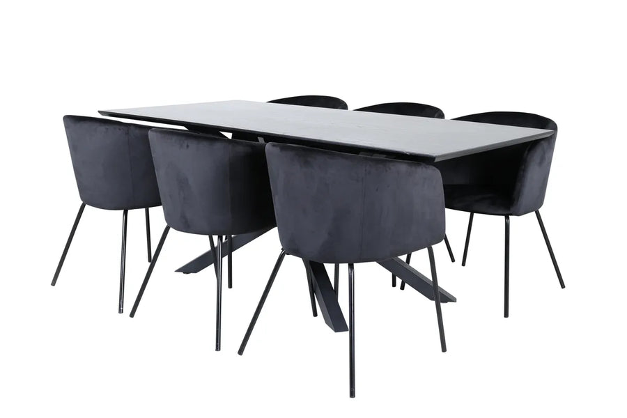 Spisegruppe Berit & Piazza 180 x 90 – svart