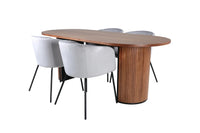 Spisegruppe Berit & Bianca oval 200 x 90 – grå og valnøtt