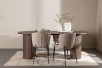 Spisestol Modesto & Härön 2-pakk + Spisebord ovalt 200 x 90 – beige og mocca