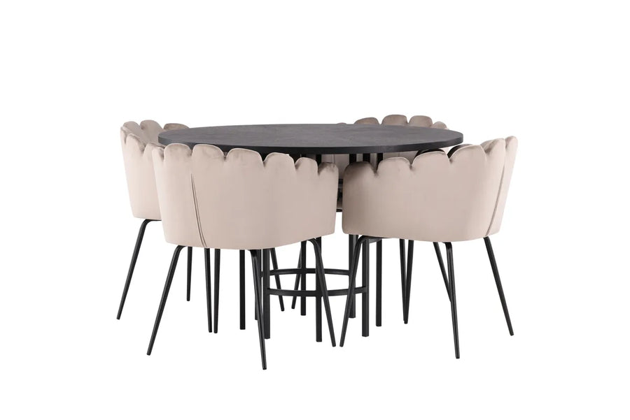 Spisegruppe Limhamn & Copenhagen rund ⌀115 – beige og svart