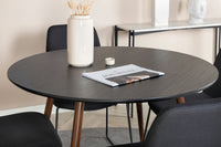 Spisestol Muce & Plaza 2-pakk + Rundt spisebord ⌀100 – svart