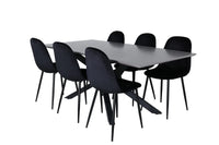 Spisegruppe Polar & Piazza 2-pakk, rektangulært spisebord 180 x 90 – svart