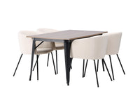 Spisegruppe Berit & Tempe 140 x 80 – beige og valnøtt