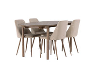Spisegruppe oval 180 x 90 + 2-pakk spisestoler – natur og beige