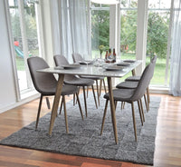Spisestol Polar 2-pakk + Rektangulært spisebord 180 x 90 – grå og hvit