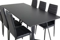 Spisestol Slim & Marina 2-pakk + rektangulært spisebord 180 x 90 – svart