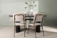 Spisestol Seda & Isolde 2-pakk – beige + Spisebord ovalt 180 x 90 – svart