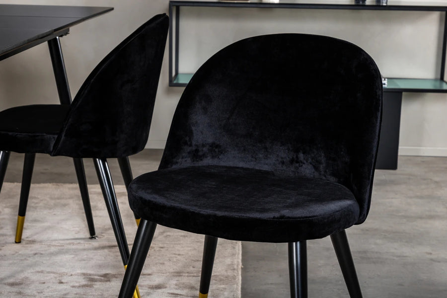 Spisebord rektangulært 120 x 80 + spisestol 2-pakk – svart