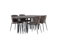 Spisestol Modesto & Stone 2-pakk + Spisebord ovalt 220 x 100 – brun og mokka