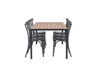 Spisegruppe Break & Tablas 205 x 90 + 2-pakk spisestoler – natur og mørkegrå