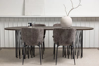 Spisestol Modesto & Stone 2-pakk + Spisebord ovalt 220 x 100 – brun og mokka