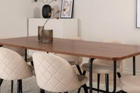 Spisegruppe Uno & Velvet rektangulært 200 x 90 + spisestol 2-pakk – natur og beige