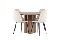 Spisestol Polar & Olivia 2-pakk + Rundt spisebord ⌀110 – beige og brun