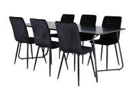 Spisebord Petra & Windu 190 x 90 + spisestol 2-pakk – svart