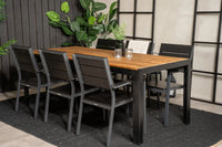 Spisestol 2-pakk – svart + Rektangulært spisebord 205 x 90 – natur