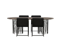 Spisestol Richmond & Stone 2-pakk + Spisebord ovalt 220 x 100 – svart og mocca