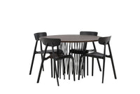 Spisestol Ursholmen & Stone 2-pakk + Spisebord rundt ⌀120 – svart og mocca
