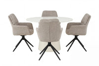 Spisestol 2-pakk brun + Rundt spisebord Ø120 – beige