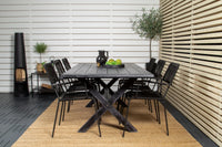 Spisegruppe Rives & Lindos rektangulært 200 × 100 + spisestol 2-pakk – svart