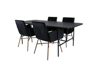 Spisestol Petra & Uno + Rektangulært spisebord 200 x 90 – svart