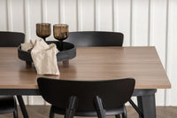 Spisegruppe Tempe & Ursholmen rektangulær 140 x 80 + spisestol 2-pakk – valnøtt og svart