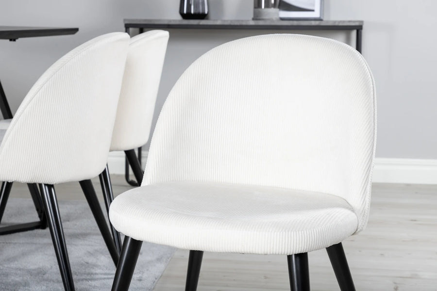 Spisebord Marina & Velvet 180 x 90 + 2-pakk spisestol – svart og krem