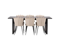 Spisestol Limhamn & Vail 2-pakk – beige + rektangulært spisebord 200 × 100 – svart