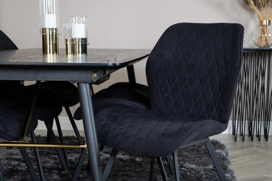 Spisebord Gold & Gemma 180 x 85 + spisestol 2-pakk – svart