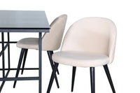 Spisegruppe rektangulær 200 x 90 + spisestol 2-pakk – svart og beige