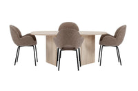 Spisegruppe oval 180 x 90 + 2-pakk spisestol – natur og brun