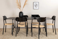 Spisegruppe Uno & Polly 200 x 90 + spisestol 2-pakk – svart