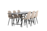 Spisegruppe Astrid & Polar 200 x 90 med 2-pakk spisestoler – svart og beige