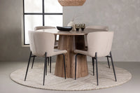 Spisestol Modesto & Lanzo 2-pakk + Rundt spisebord ⌀120 – beige og natur