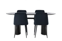 Spisegruppe oval 180 x 90 med 2-pakk spisestol – svart