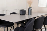 Spisestol Velvet & Piazza 2-pakk + rektangulært spisebord 180 x 90 – svart