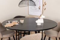 Spisebord rundt ⌀140 – svart + spisestol 2-pakk – beige