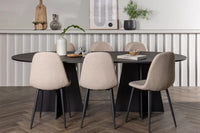Spisegruppe Bootcut & Polar oval 230 x 115 + 2-pakk spisestol – svart og beige