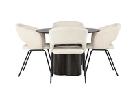 Spisegruppe rund ⌀110 + 2-pakk spisestoler – mocca og offwhite