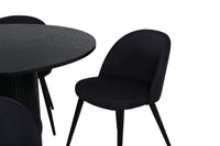 Spisegruppe Bianca & Velvet Rund ⌀110 + spisestol 2-pakk – svart