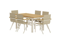 Spisegruppe Mexico & Panama 6-pakk 160 x 90 – beige og natur